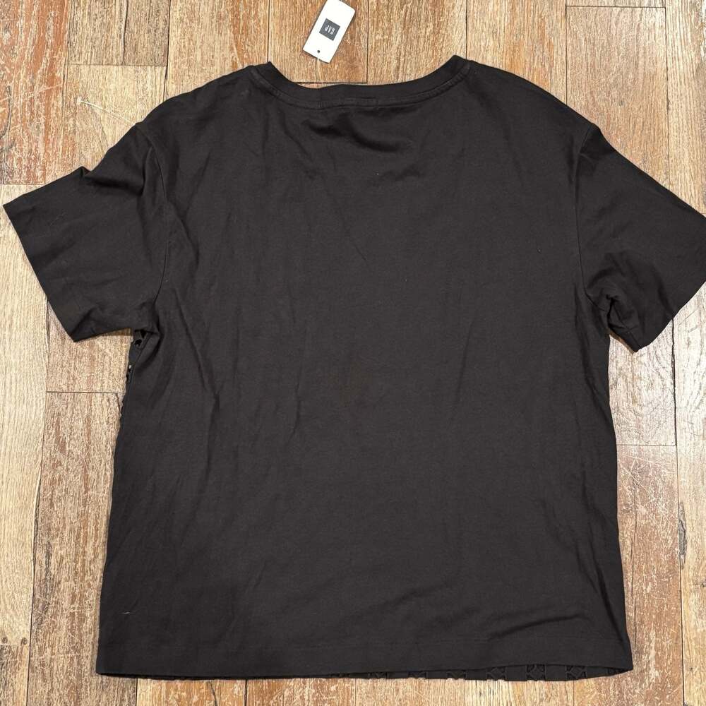 Gap Black Eyelet Cutout Front Short Sleeve Cotton T-Shirt Size M - Picture 7 of 7